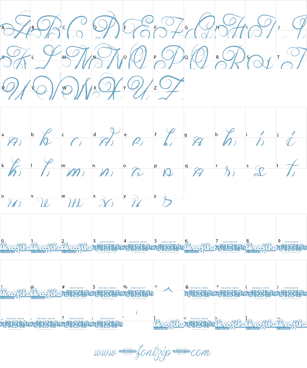 Unblessed Script Font Character